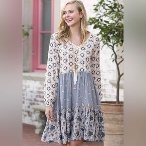 Matilda Jane Boho Visionary Peasant Tiered Dress Floral Geometric M